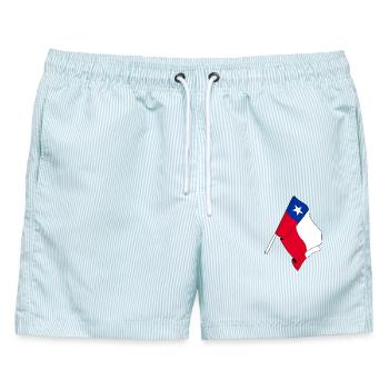 Flagge Chile - Männer Badeshorts - hellblau gestreift - Vorne - AI Model Male 178 light (178cm)