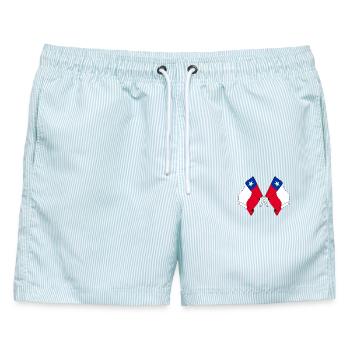 Zwei gekreuzte Flaggen Chiles - Männer Badeshorts - hellblau gestreift - Vorne - AI Model Male 178 light (178cm)