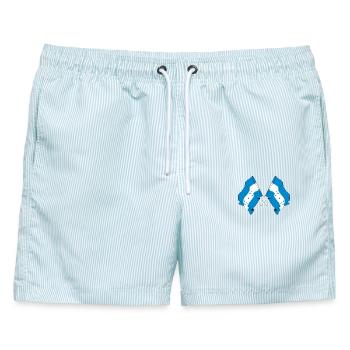 Zwei Flaggen von Honduras gekreuzt - Männer Badeshorts - hellblau gestreift - Vorne - AI Model Male 178 light (178cm)