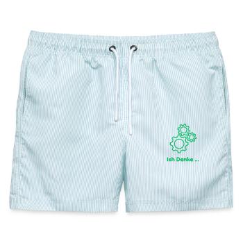 Gedanken Zahnräder – Ich Denke - Männer Badeshorts - hellblau gestreift - Vorne - AI Model Male 178 light (178cm)