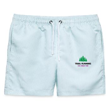 Trailrunning - Run Forest Run - Männer Badeshorts - hellblau gestreift - Vorne - AI Model Male 178 light (178cm)