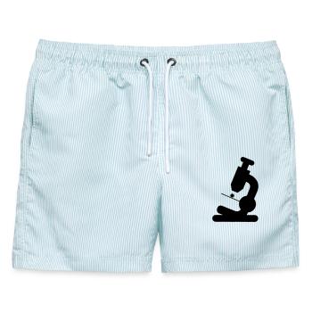 Mikroskop - Männer Badeshorts - hellblau gestreift - Vorne - AI Model Male 178 light (178cm)
