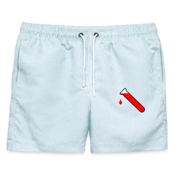 Logo für Bluttests - Männer Badeshorts - hellblau gestreift - Vorne - AI Model Male 178 light (178cm)