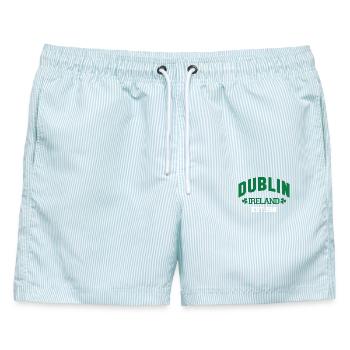 Dublin - Irland - Männer Badeshorts - hellblau gestreift - Vorne - AI Model Male 178 light (178cm)