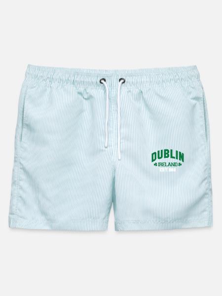 Dublin - Irland - Männer Badeshorts - hellblau gestreift