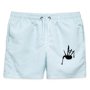 Dudelsack - Männer Badeshorts - hellblau gestreift - Vorne - AI Model Male 178 light (178cm)