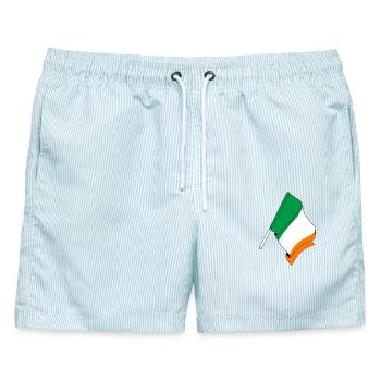 Flagge Irland - Männer Badeshorts - hellblau gestreift - Vorne - AI Model Male 178 light (178cm)
