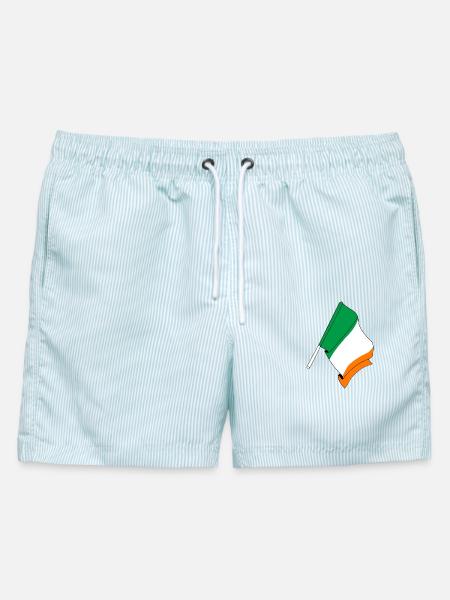Flagge Irland - Männer Badeshorts - hellblau gestreift