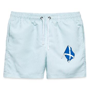 Flagge Schottland - Männer Badeshorts - hellblau gestreift - Vorne - AI Model Male 178 light (178cm)