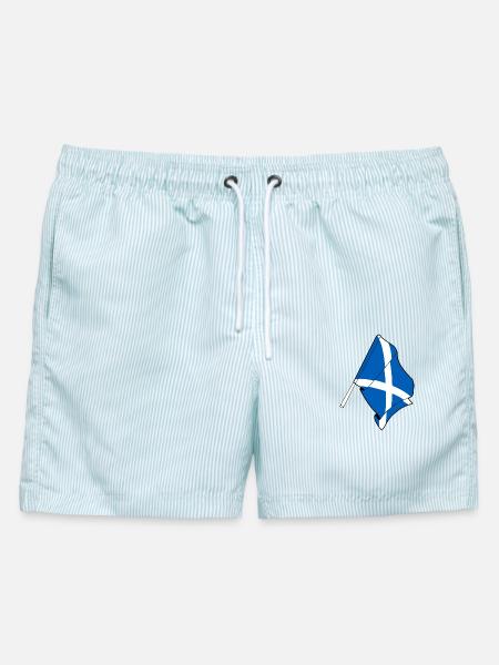 Flagge Schottland - Männer Badeshorts - hellblau gestreift