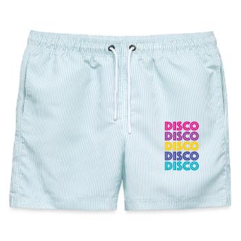 Disco Disco Disco - Männer Badeshorts - hellblau gestreift - Vorne - AI Model Male 178 light (178cm)
