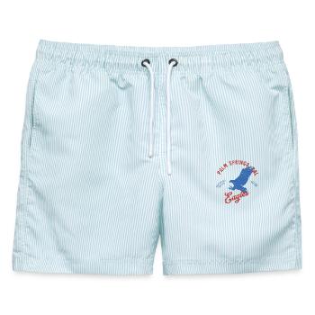 Palm-Springs California Sports Retro Vintage Design - Männer Badeshorts - hellblau gestreift - Vorne - AI Model Male 178 light (178cm)