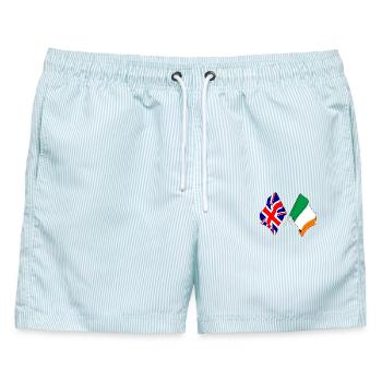 Flagge von England und Flagge von Irland - Männer Badeshorts - hellblau gestreift - Vorne - AI Model Male 178 light (178cm)