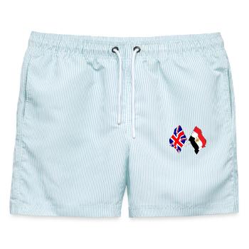 Flagge von England und Flagge Ägypten - Männer Badeshorts - hellblau gestreift - Vorne - AI Model Male 178 light (178cm)