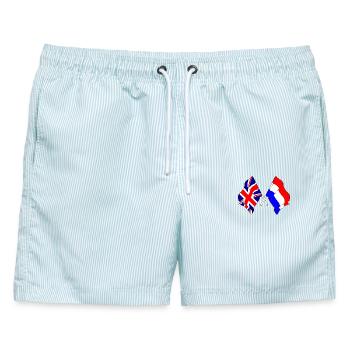 Flagge von England und Flagge der Niederlande - Männer Badeshorts - hellblau gestreift - Vorne - AI Model Male 178 light (178cm)