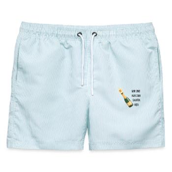 Junggesellen/in Abschied - Männer Badeshorts - hellblau gestreift - Vorne - AI Model Male 178 light (178cm)