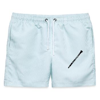 Klarinette Blasinstrument transparent - Männer Badeshorts - hellblau gestreift - Vorne - AI Model Male 178 light (178cm)