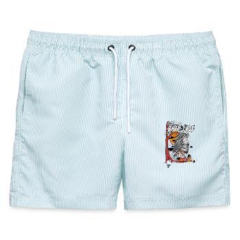 Batt-itude - Männer Badeshorts - hellblau gestreift - Vorne - AI Model Male 178 light (178cm)