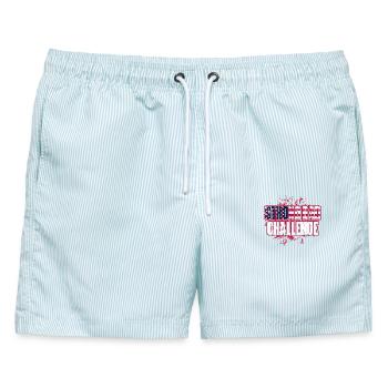 Starker Vater Herausforderung Flagge - Männer Badeshorts - hellblau gestreift - Vorne - AI Model Male 178 light (178cm)