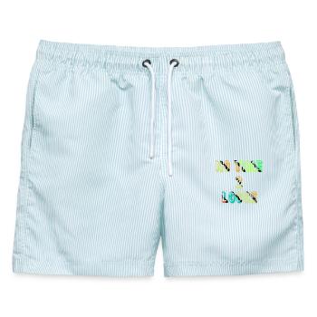 Keine Zeit zu verlieren - Männer Badeshorts - hellblau gestreift - Vorne - AI Model Male 178 light (178cm)