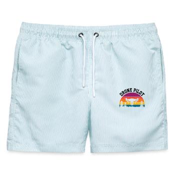 Drohnen-Pilot - Männer Badeshorts - hellblau gestreift - Vorne - AI Model Male 178 light (178cm)