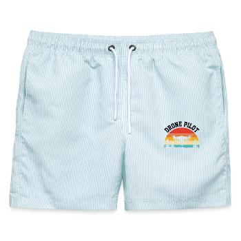 Drohnen-Pilot - Männer Badeshorts - hellblau gestreift - Vorne - AI Model Male 178 light (178cm)