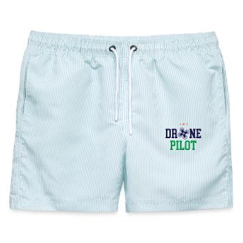 Drohnen-Pilot - Männer Badeshorts - hellblau gestreift - Vorne - AI Model Male 178 light (178cm)