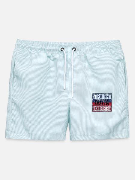 Straight Outta Lichenstein - Männer Badeshorts - hellblau gestreift