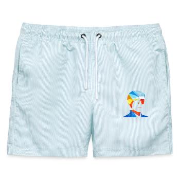 menschliches Gesicht - Männer Badeshorts - hellblau gestreift - Vorne - AI Model Male 178 light (178cm)