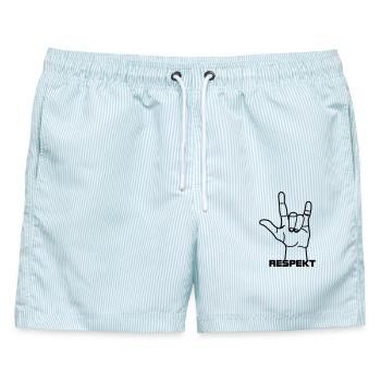 Handgeste deutsch Respekt - Männer Badeshorts - hellblau gestreift - Vorne - AI Model Male 178 light (178cm)