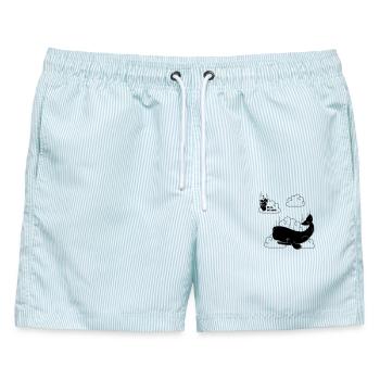 Petunia & Whale - Männer Badeshorts - hellblau gestreift - Vorne - AI Model Male 178 light (178cm)