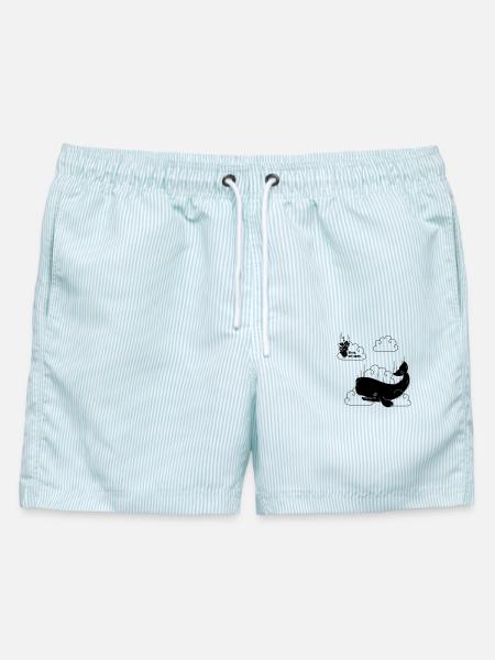 Petunia & Whale - Männer Badeshorts - hellblau gestreift