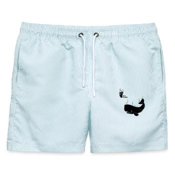 Petunia & Whale - Männer Badeshorts - hellblau gestreift - Vorne - AI Model Male 178 light (178cm)