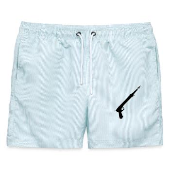 Harpunen-Pistole - Männer Badeshorts - hellblau gestreift - Vorne - AI Model Male 178 light (178cm)
