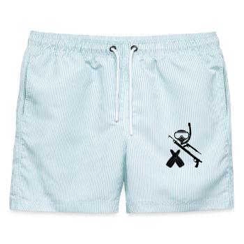 Harpunen-Schnorchler-Ausrüstung - Männer Badeshorts - hellblau gestreift - Vorne - AI Model Male 178 light (178cm)