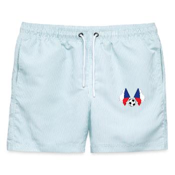 Zwei tschechische Fahnen mit einem Fußball - Männer Badeshorts - hellblau gestreift - Vorne - AI Model Male 178 light (178cm)