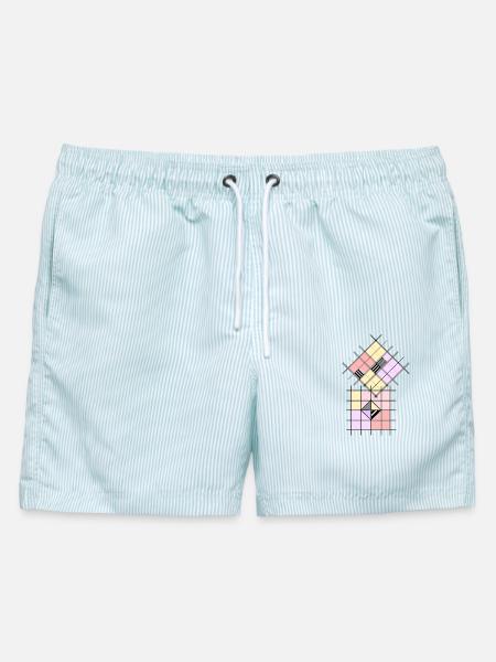 Geometrische Form - Männer Badeshorts - hellblau gestreift