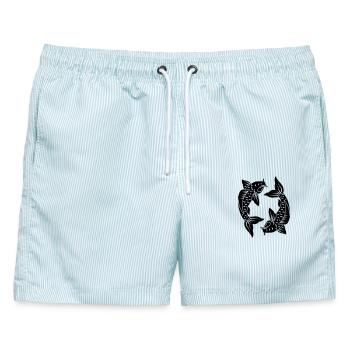 Sternzeichen Bild Fische - Männer Badeshorts - hellblau gestreift - Vorne - AI Model Male 178 light (178cm)