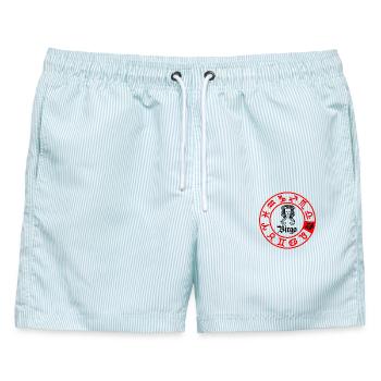 Zwölf Sternzeichen Jungfrau Jungfrau - Männer Badeshorts - hellblau gestreift - Vorne - AI Model Male 178 light (178cm)