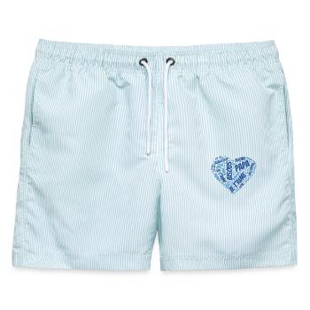 Nachricht Herz Ich liebe dich Papa - Männer Badeshorts - hellblau gestreift - Vorne - AI Model Male 178 light (178cm)