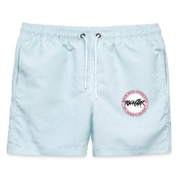 Oldschool Business Rock Star - Männer Badeshorts - hellblau gestreift - Vorne - AI Model Male 178 light (178cm)