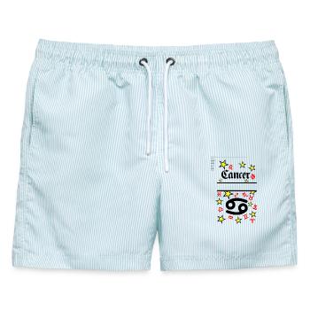 Krebs Sternzeichen Krebs - Männer Badeshorts - hellblau gestreift - Vorne - AI Model Male 178 light (178cm)