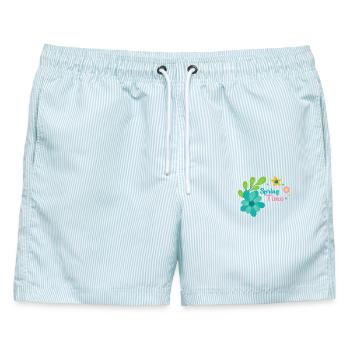 Spring Time Frühlingsshirt für die ganze Familie - Männer Badeshorts - hellblau gestreift - Vorne - AI Model Male 178 light (178cm)
