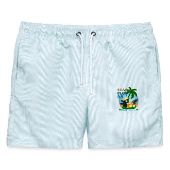 BEACH CLUB Florida - Männer Badeshorts - hellblau gestreift - Vorne - AI Model Male 178 light (178cm)