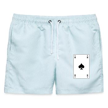 Spielkarte Pik-Ass - Männer Badeshorts - hellblau gestreift - Vorne - AI Model Male 178 light (178cm)