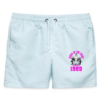 Tennis Shirt Frauen Geburtstag Jubiläum 1989 - Männer Badeshorts - hellblau gestreift - Vorne - AI Model Male 178 light (178cm)