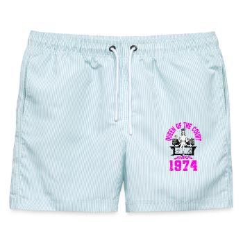 Tennis Shirt Frauen Geburtstag Jubiläum 1974 - Männer Badeshorts - hellblau gestreift - Vorne - AI Model Male 178 light (178cm)