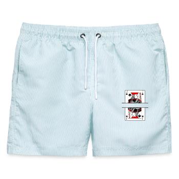 Spielkarte Spaten Bauer mit Banner Platz - Männer Badeshorts - hellblau gestreift - Vorne - AI Model Male 178 light (178cm)