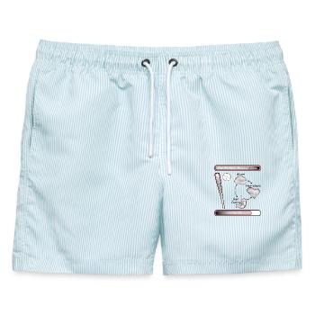 The Perfect Baseball Shot - Männer Badeshorts - hellblau gestreift - Vorne - AI Model Male 178 light (178cm)