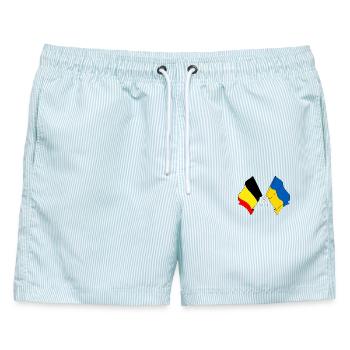 Flagge Belgien, Flagge Ukraine - Männer Badeshorts - hellblau gestreift - Vorne - AI Model Male 178 light (178cm)